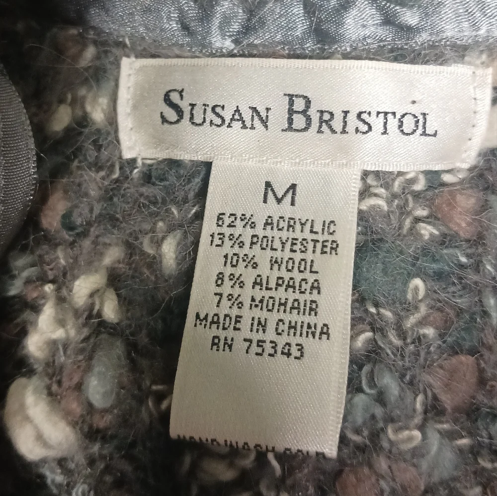 Susan Bristol Alpaca Wool Mohair sweater cardigan womens medium super soft! - Picture 9 of 9